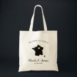 Tote Bag France Destination Wedding Welcome Bag Fourre-tout<br><div class="desc">Un sac cadeau de bienvenue Mariage pour les clients hors de la ville à votre mariage,  avec l'image de la France,  avec coeur d'or.  Remplissez fourre-tout de vos bonbons préférés.</div>