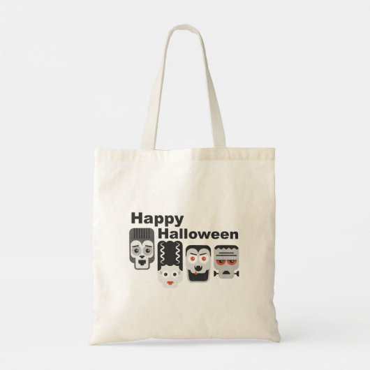 Tote Bag Frankenstein et amis éffrayants - noir, blanc et (Dos)
