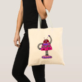 Tote Bag Frankie Robot : Rose sur blanc (Devant (produit))