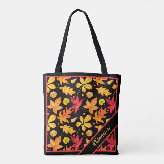 Tote Bag Frappe Feuilles d'automne Foliage personnalisé (Dos)