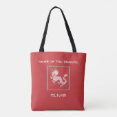 Tote Bag Frapper l'année rouge et blanche du dragon (Dos)