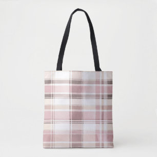 Tote Bag Frappes Plaid Chic Rose Crème Blanche
