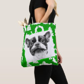 Tote Bag French Bulldog chiot sapin de Noël cloches couronn (De près)
