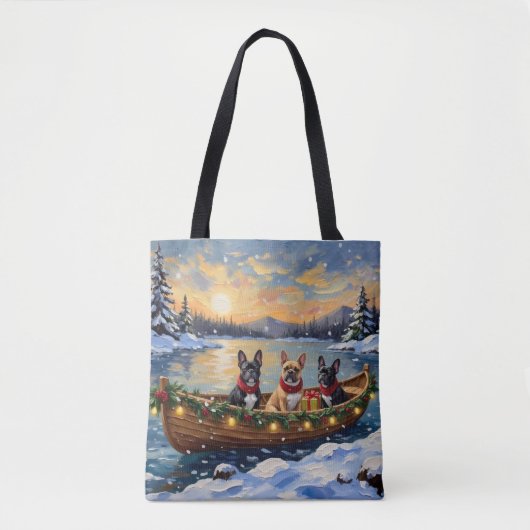 Tote Bag French Bulldog Christmas Boat Holiday (Devant)