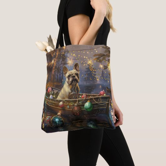 Tote Bag French Bulldog Christmas Festive Voyage (De près)