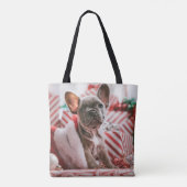 Tote Bag French Bulldog in Christmas Hat (Dos)
