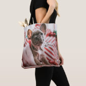 Tote Bag French Bulldog in Christmas Hat (De près)