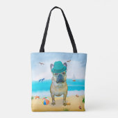 Tote Bag French Bulldog sur la plage (Dos)
