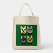 Tote Bag French Bulldogs Green (Dos)