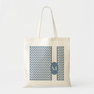 Tote Bag French Gray Elegant Chevron Design with monogram