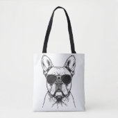 Tote Bag Frenchie avec lunettes de soleil (Devant)