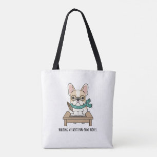 Tote Bag Frenchie bibliophile auteur écrivant design nouvea