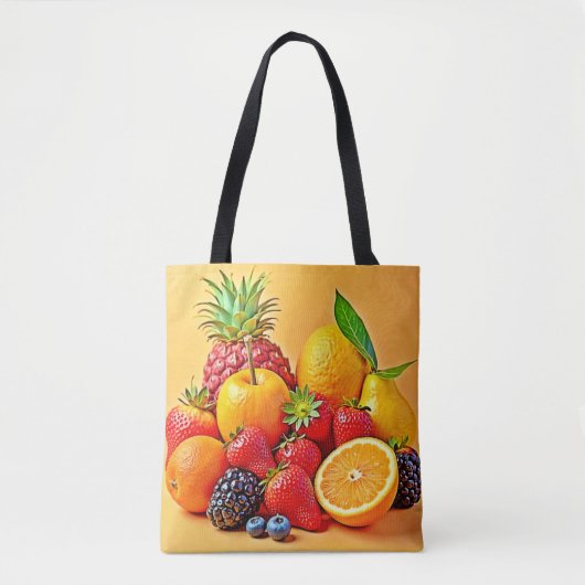 Tote Bag Fresh Bounty: Vibrant Fruit Harvest Design  (Devant)