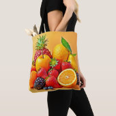 Tote Bag Fresh Bounty: Vibrant Fruit Harvest Design  (De près)