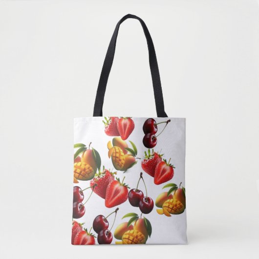 Tote Bag Fresh Fruit Pattern – Strawberry, Cherry & Mango A (Devant)