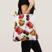 Tote Bag Fresh Fruit Pattern – Strawberry, Cherry & Mango A (De près)
