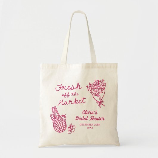 Tote Bag Fresh Off The Market Hand Drawn Bridal Shower (Devant)