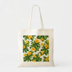 Tote Bag Fresque aquarelle de courgettes et fleurs de courg