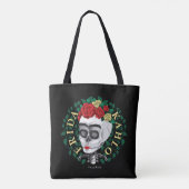 Tote Bag Frida Kahlo | Crâne avec couronne Rose (Dos)