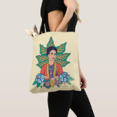 Tote Bag Frida Kahlo Graphisme floral coloré (De près)
