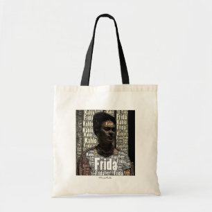 Tote Bag Frida Kahlo marquant avec des lettres le portrait