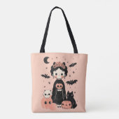 Tote Bag Frida Kahlo Pink Pasteloween Éffrayant Cute Hallow (Dos)
