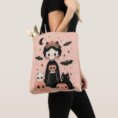 Tote Bag Frida Kahlo Pink Pasteloween Éffrayant Cute Hallow (De près)