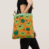 Tote Bag Frogs & Lily Pads texte modifiable (De près)