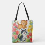 Tote Bag Frolicking Country Cats in Garden (Dos)