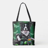 Tote Bag Frontière Collie Chien Conduite Vélo St. Patrick's (Dos)
