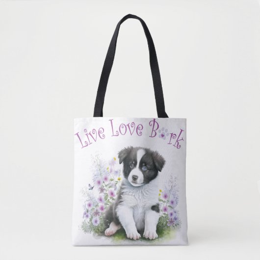 Tote Bag Frontière Collie Chien Maman Floral (Devant)