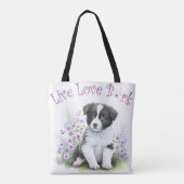 Tote Bag Frontière Collie Chien Maman Floral (Dos)