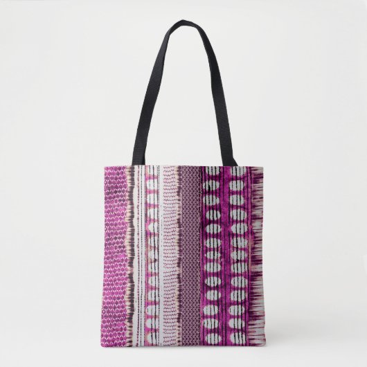 Tote Bag Frontière ethnique de Fuchsia Abstraite (Devant)