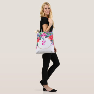 Tote Bag frontière or forêt florale personnalisée initiale