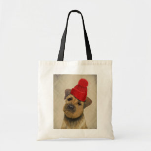 Tote Bag Frontière Terrier avec le casquette rouge de