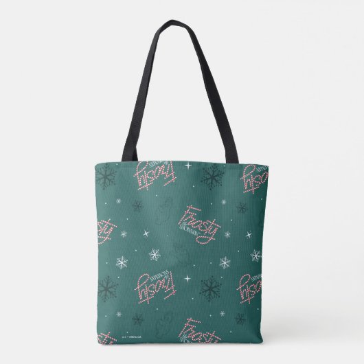 Tote Bag Frosty Snowman Green Snowflake Motif (Dos)