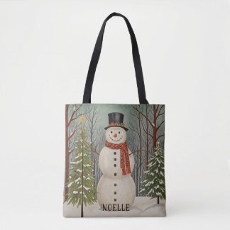 Tote Bag Frosty's Snowy Scene Noël personnalisé