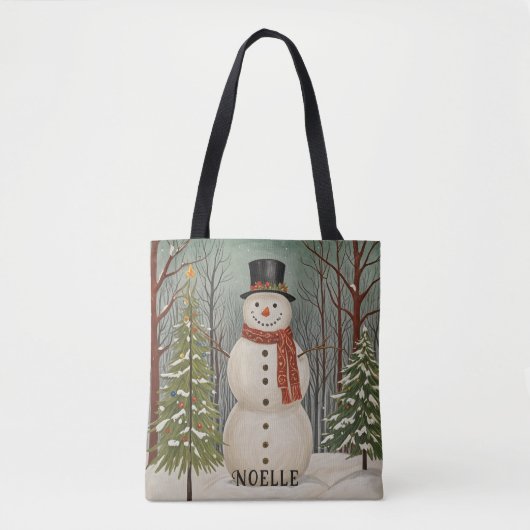 Tote Bag Frosty's Snowy Scene Noël personnalisé (Devant)