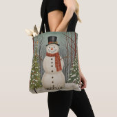 Tote Bag Frosty's Snowy Scene Noël personnalisé (De près)