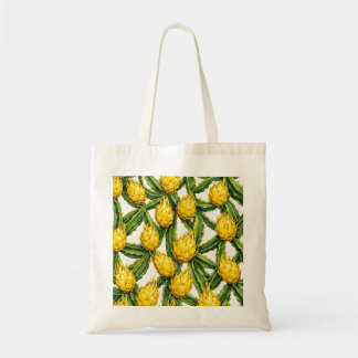 Tote Bag Fruit de dragon jaune Motif de cactus tropical