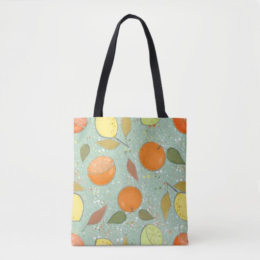 Tote Bag Fruit motif aux citrons, oranges (Devant)