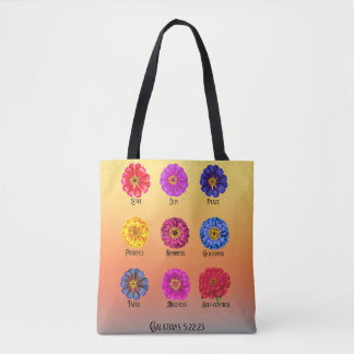 Tote Bag Fruitage de l'esprit avec les Zinnias 