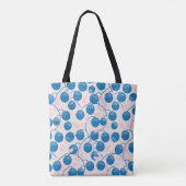 Tote Bag Fruits bleus, feuilles roses, design sans soudure. (Dos)