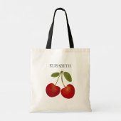 Tote Bag Fruits de cerises rouges Personnaliser le nom Pers (Dos)
