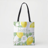 Tote Bag Fruits de citron jaune Été Amusants Monogramme ini (Devant)