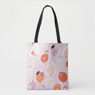 Tote Bag Fruits de pomme, abstrait, motif d'été