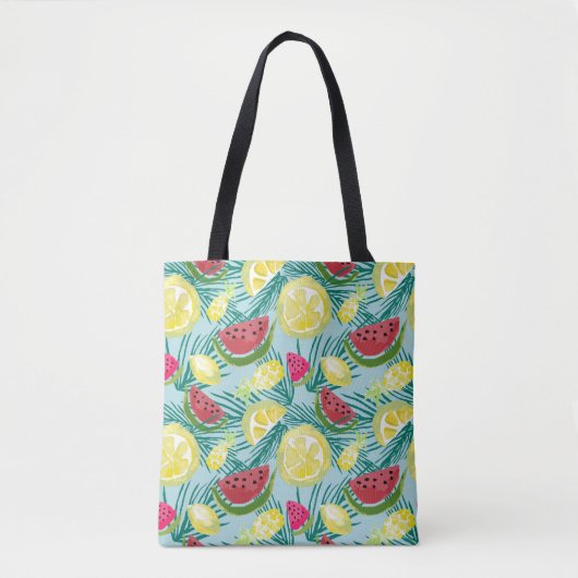 Tote Bag Fruits d'été amusants Watermelon Pineappa Lemons (Devant)