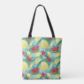 Tote Bag Fruits d'été amusants Watermelon Pineappa Lemons (Dos)