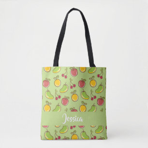 Tote Bag Fruits d'été frais motif vert