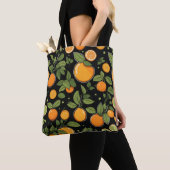 Tote Bag Fruits Et Feuilles Oranges (De près)